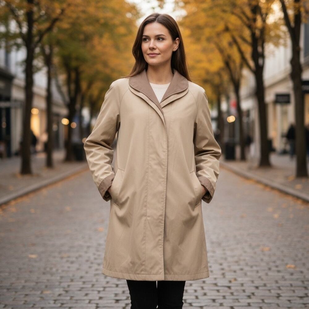 Vintage Haband Womens Large Khaki Chore Coat Removable Plaid Liner Work Jacket